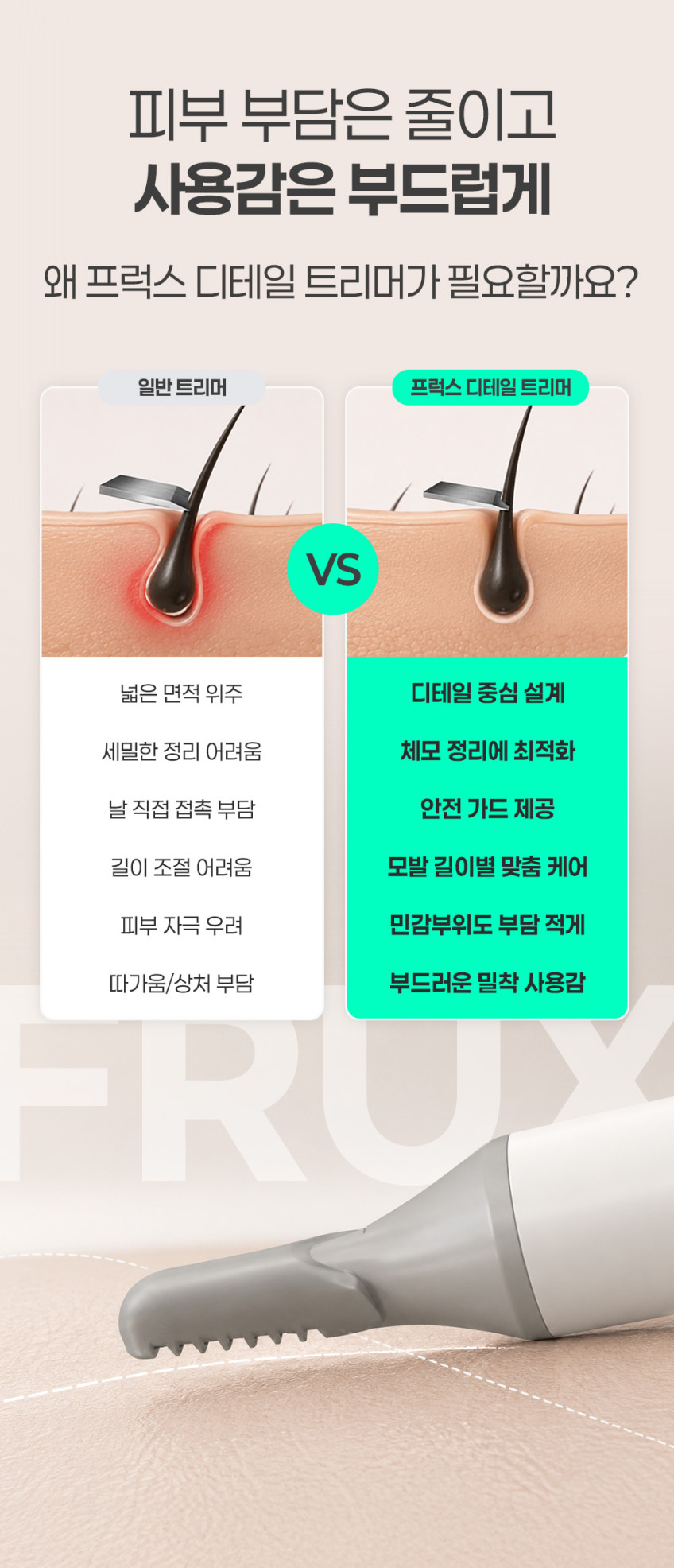 프럭스 바디트리머 남자 제모기 Y존 브라질리언 무통 다리털 배렛나루 판매처 상세 정보 이미지 4