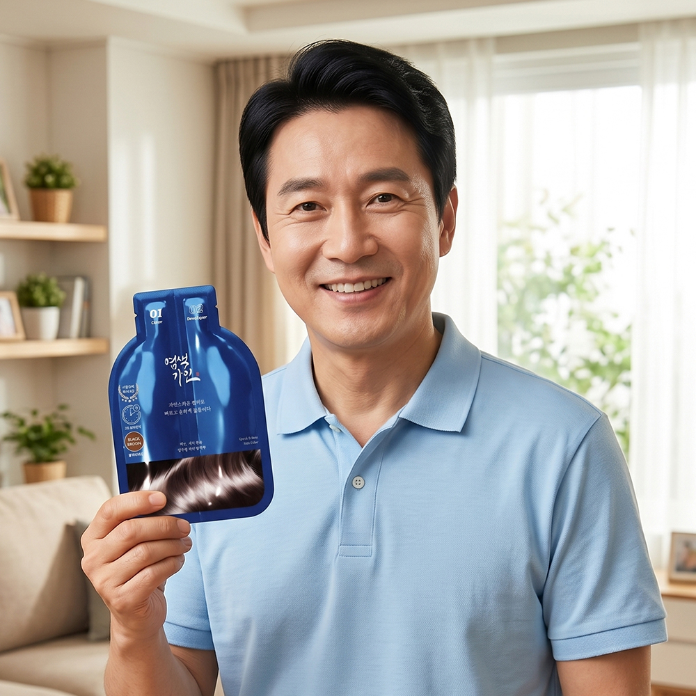 염색 가인 헤어 새치 염색약 샴푸형 3분 셀프 저자극 일회용 내추럴블랙 15회분 상품 이미지