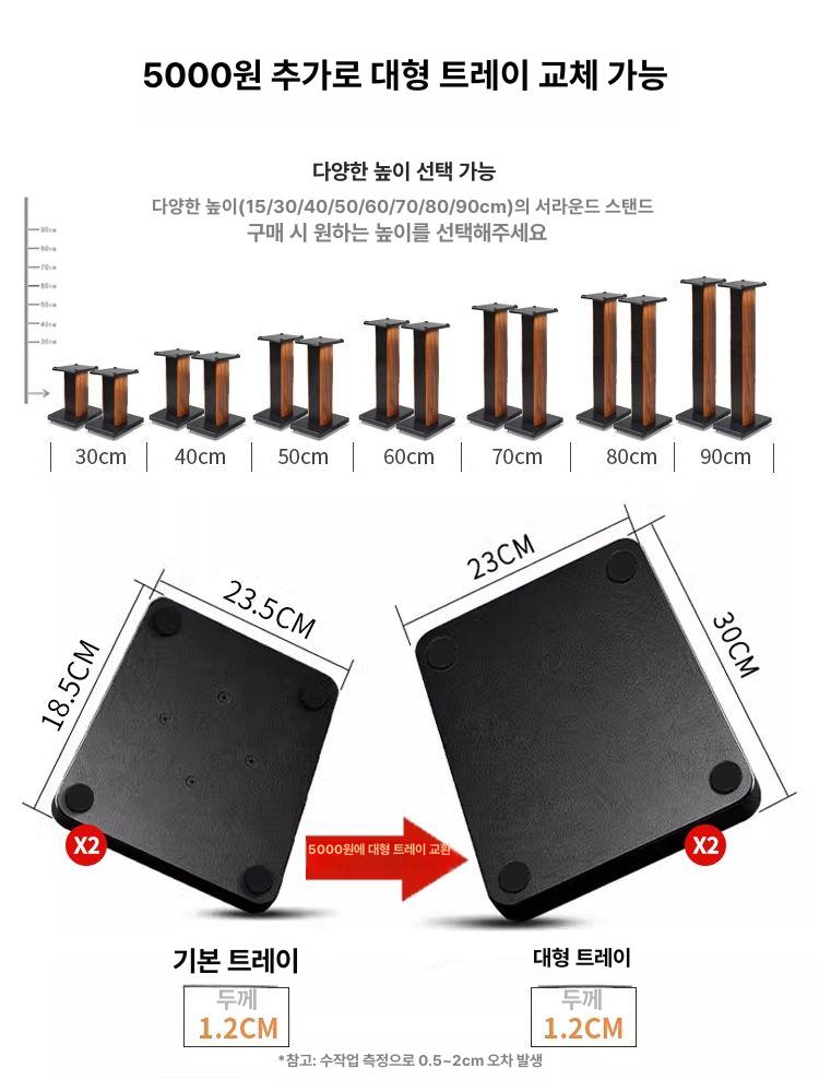 우퍼스피커 목재 스탠드 거치대 진동 방지 홈시어터 오디오 받침대 베이스 - 상세 이미지 3