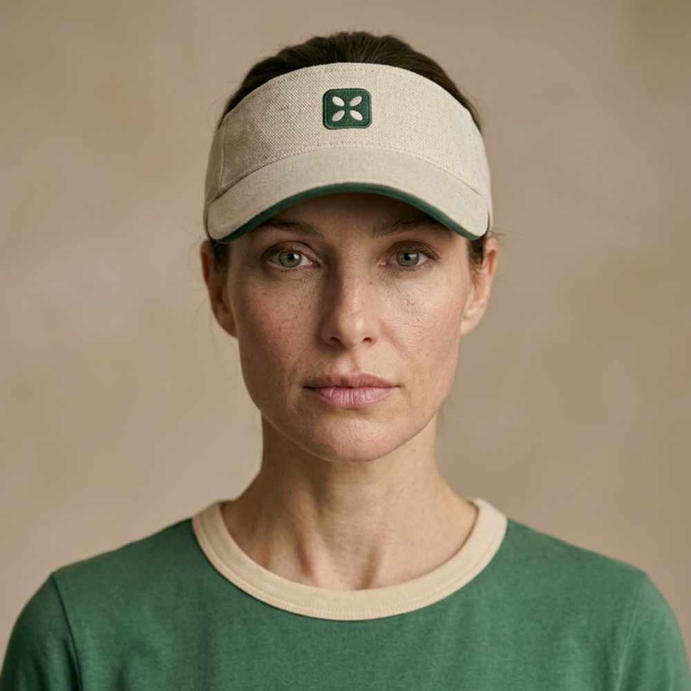 글룩스 모자 썬바이저 썬캡 선드롭 햇빛 차단 자수 피클볼 테니스 골프 베이지 그린 - 상세 이미지 2