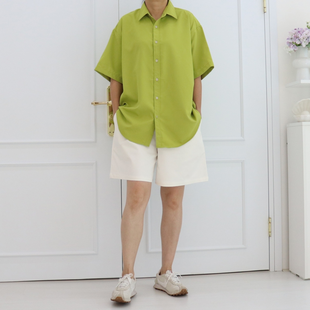 빅사이즈 여름 링클프리 박스 오버핏 반팔 남방 무지 데일리 셔츠 77 88 99 NB-10 이미지 8