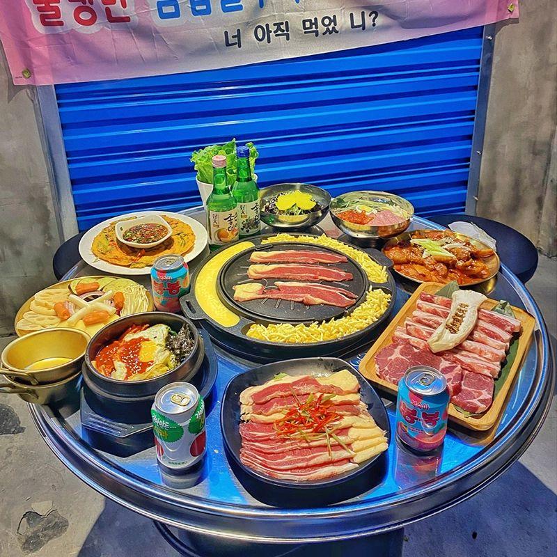 숯불 야외 식탁 세트 좌식 원형 테이블 매장용 포장마차 고깃집 업소용 캠핑 - 상세 이미지 5