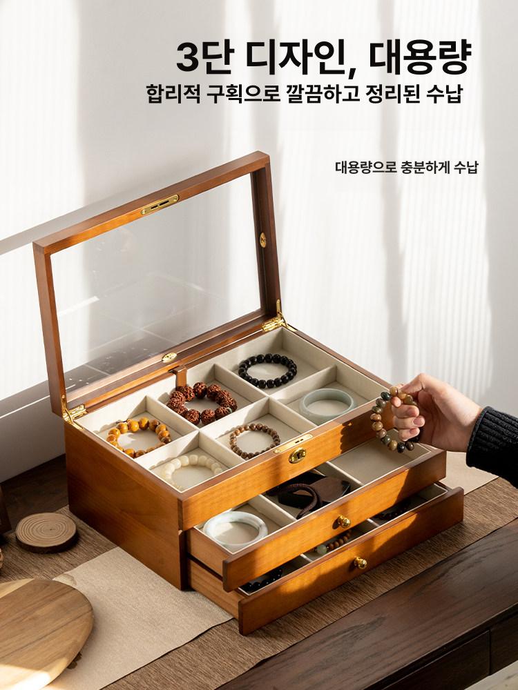 티백 보관함 보관용기 수납함 우드 정리함 티박스 홈카페 냉장고 뚜껑 캡슐 투명 - 상세 이미지 3