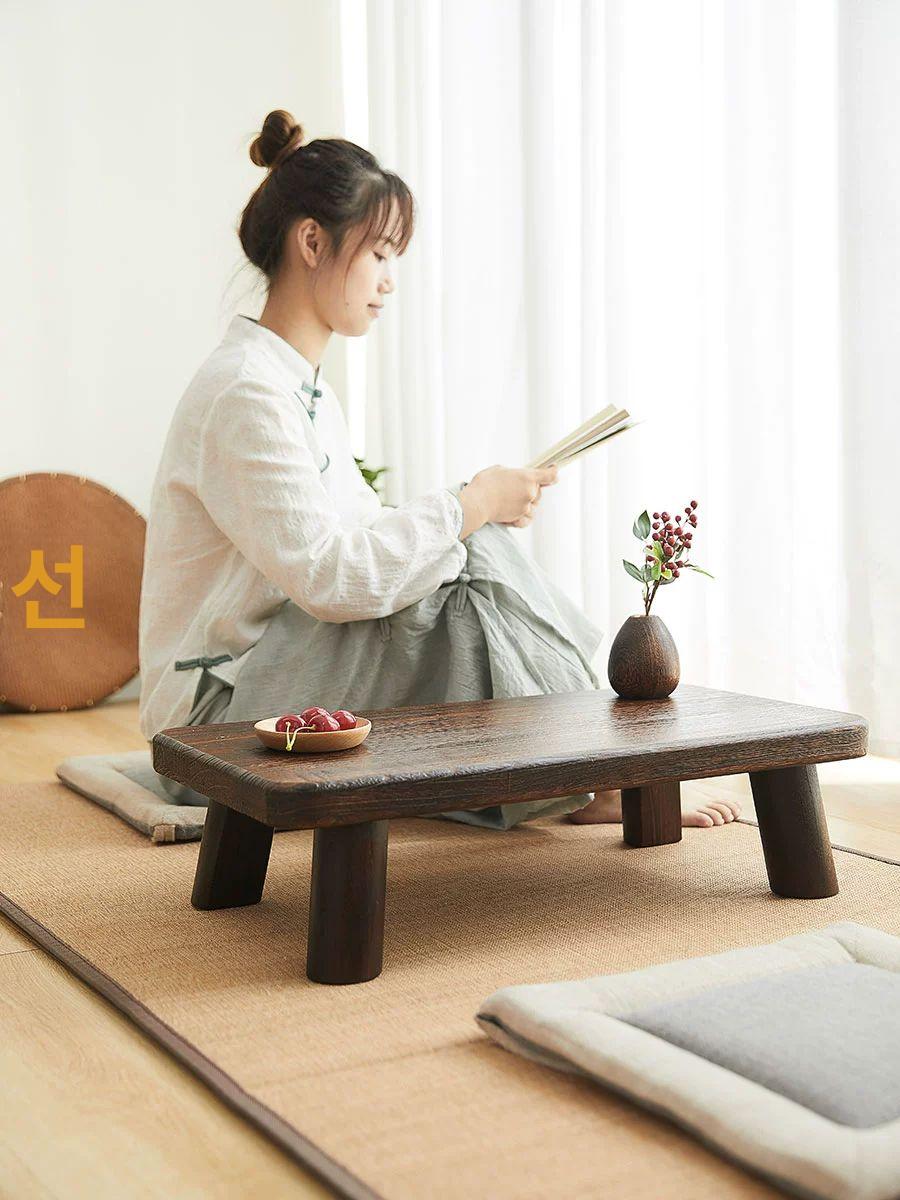 원목 낮은 찻상 카페 테이블 좌탁 거실 다과상 목재 나무 밥상 티테이블 - 상세 이미지 5