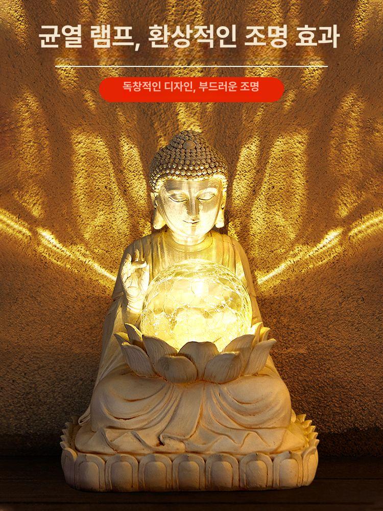 불상 태양광 무드등 연꽃 조명 정원 장식 실내외 겸용 부처님 불교 소품 상품 이미지