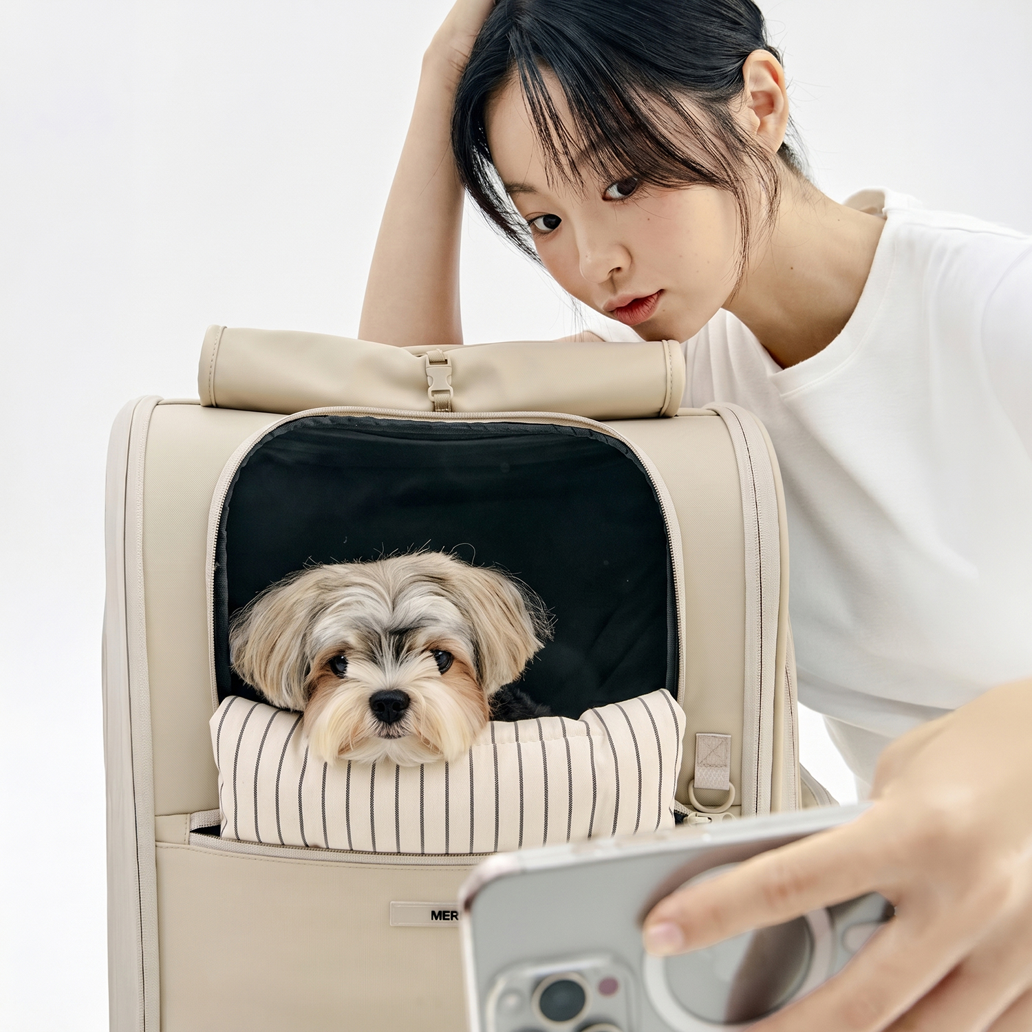 멀리 강아지 이동가방 반려견 백팩 애견 고양이 이동장 쿠션제공 마일러백팩-블랙 이미지 7