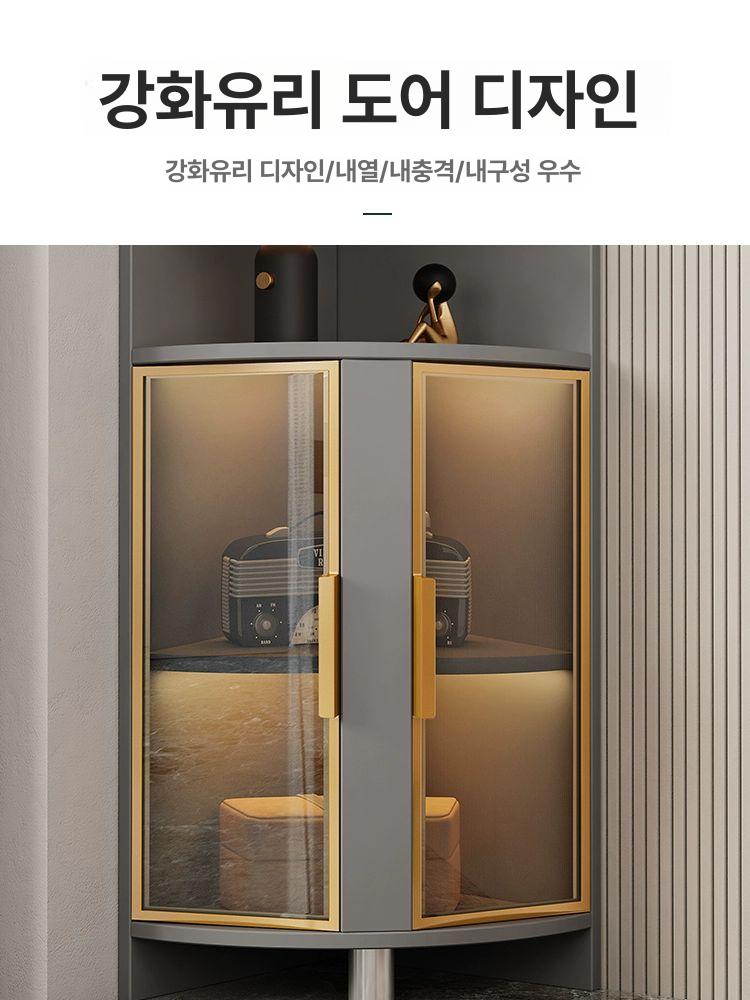 거실 모서리 수납장 삼각형 틈새 선반 원목 캐비닛 코너 공간 활용 조립식 가구 - 상세 이미지 5