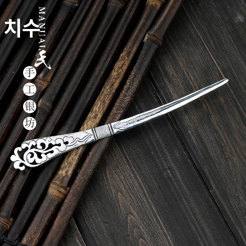 은비녀 한복 헤어 올림 머리 전통 실버 웨딩 악세사리  수제 고급 - 상품 이미지
