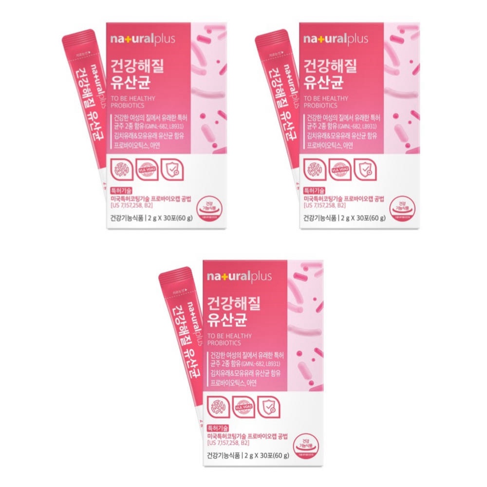 내츄럴플러스 건강해질 유산균 여성 질 건강 프로바이오틱스 30포, 3개 - 상품 이미지