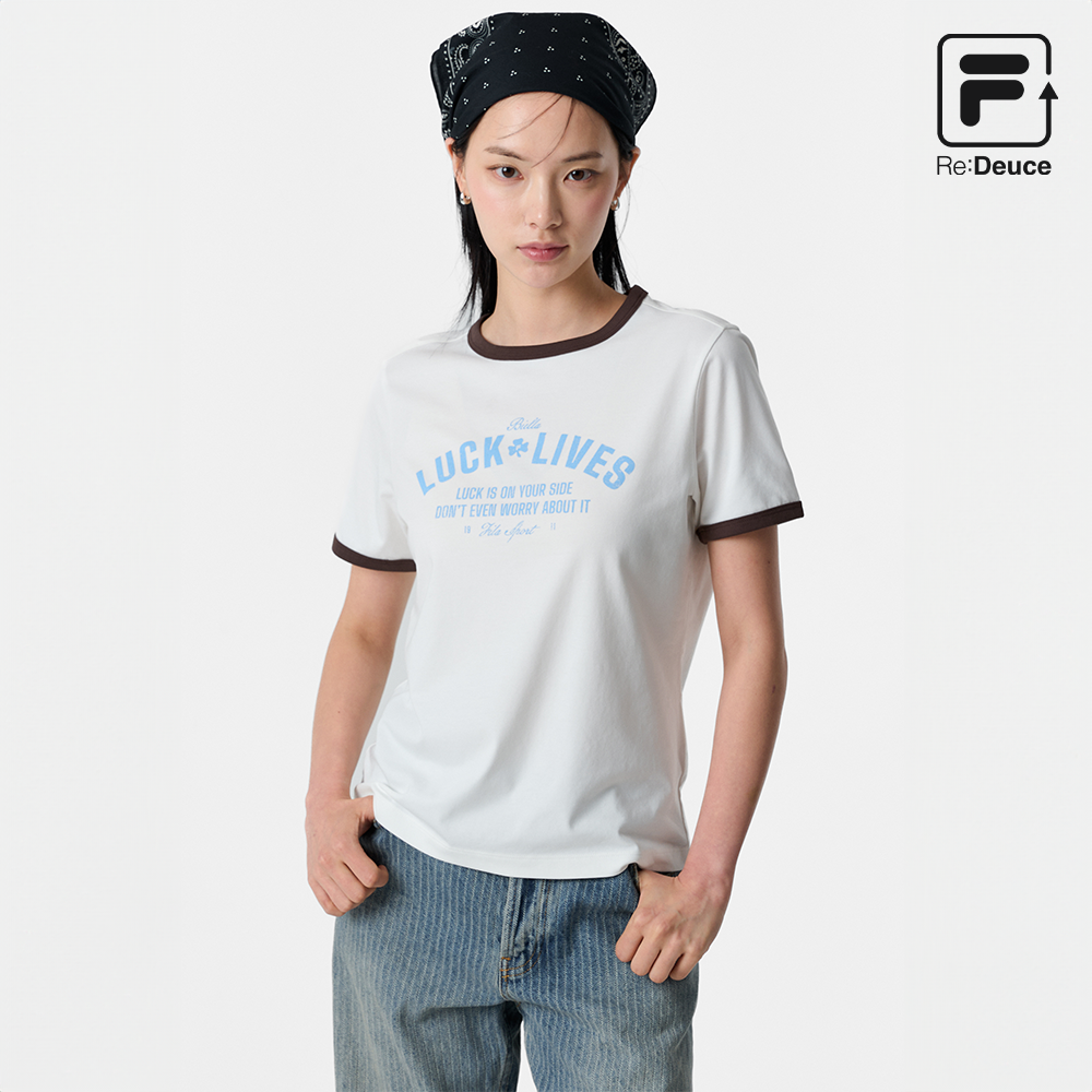 휠라 Coldwave+ 링거 그래픽 반팔티_FS262RS01U001191 - 상품 이미지