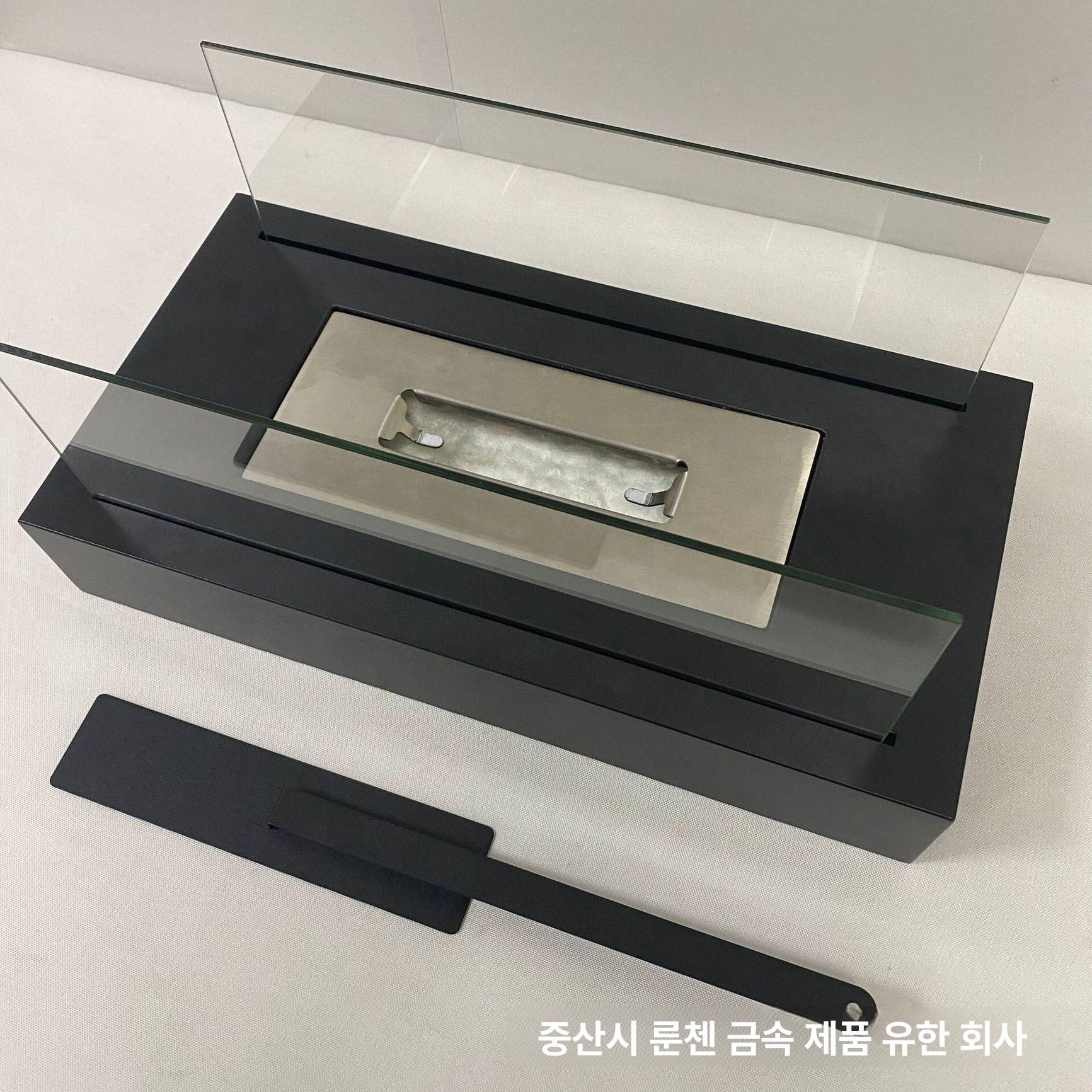 감성 테이블 화로 에탄올 연료 탱크 블랙 직사각형 대형 인테리어 장식 난로 - 상세 이미지 3