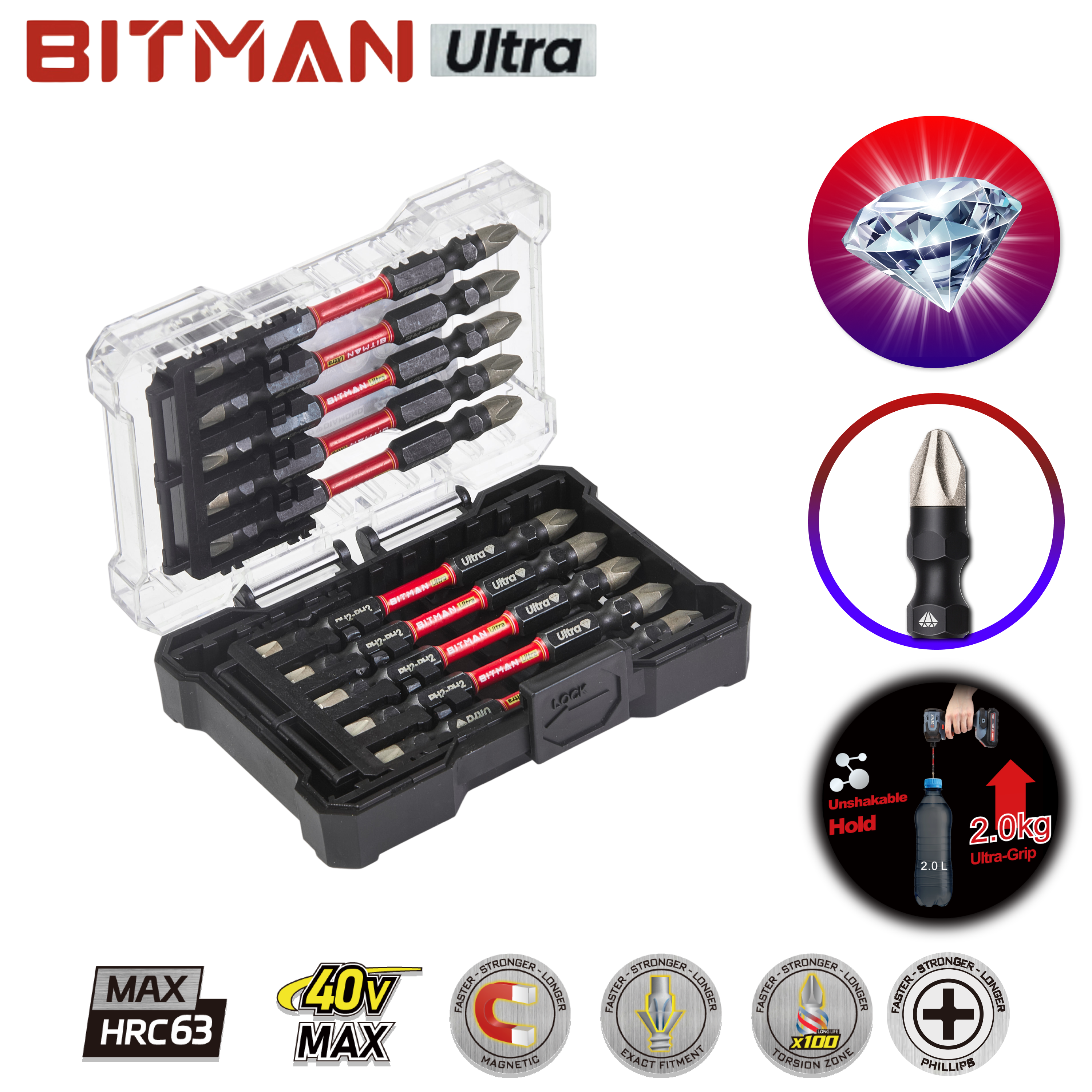 비트맨 울트라 다이아몬드 비트 82mm 토션 임팩 전문가용 HRC63 1팩 10PCS - 상품 이미지