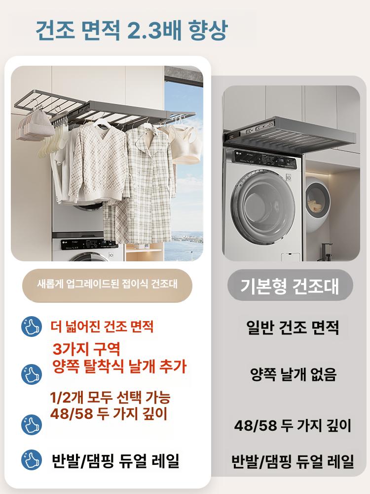 천장형 세탁실 수납장 자동 소독 기능 슬라이딩 드래프트 건조 수건걸이 수납 솔루션 - 상세 이미지 2