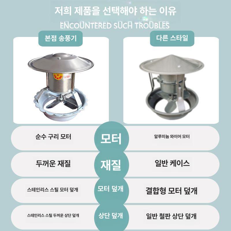 배기팬 화목난로 연통 벤츄레이터 직경 와트 환기 배출팬 배출기 자바라 굴뚝팬 - 상세 이미지 3