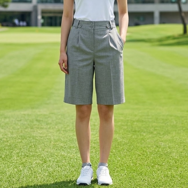 팬텀 골프 여성 핀턱 패턴 시원한 린넨 필드룩 하프 골프 반바지 - 상품 이미지