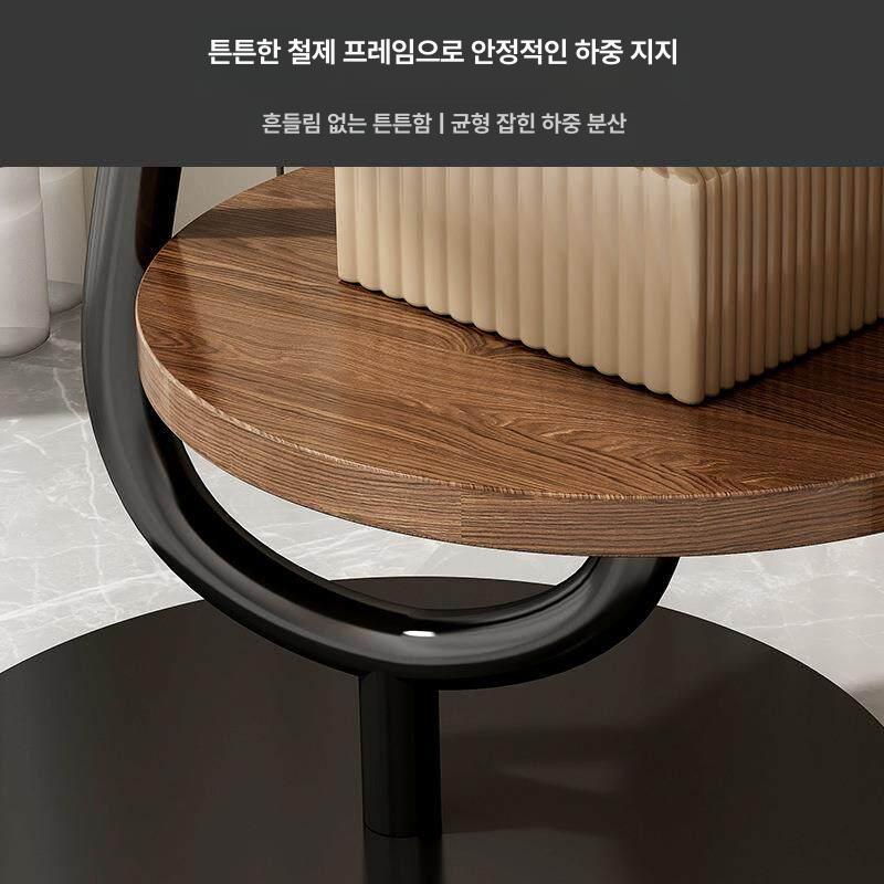 나무 사이드 협탁 테이블 철제 소파 보조 북유럽 미니 티테이블 - 상세 이미지 3