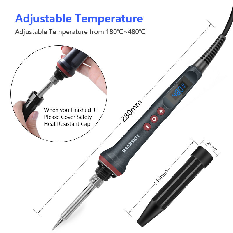 110V/220V 90W 실납 LED 열 디지털 수리 개의 팁 납땜 인두 공구 온도 조절 - 상세 이미지 3