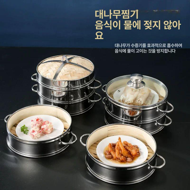 스테인리스 대나무 찜기 가정용 업소용 찜판 만두 딤섬 찜통 뚜껑 인덕션 겸용 - 상세 이미지 5