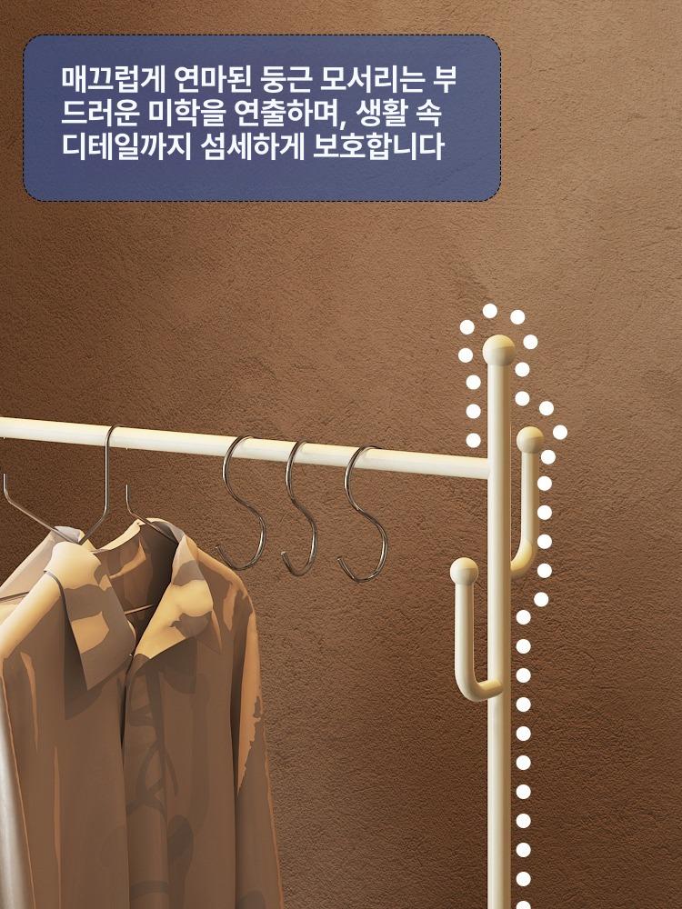 라탄 이동식 행거 빈티지 드레스룸 수납 원목 옷걸이 원룸 옷가게 베이지 - 상세 이미지 4