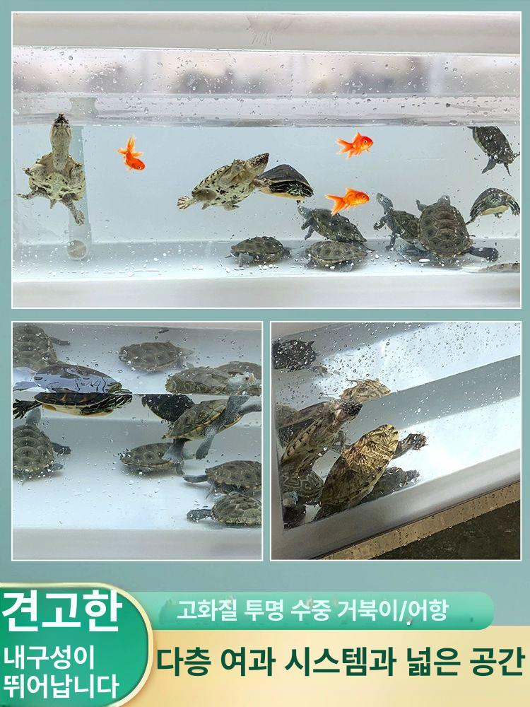 투명 아크릴 수족관 거북이 사육장 대형 테라리움 어항 가정용 반려동물 하우스 - 상세 이미지 3
