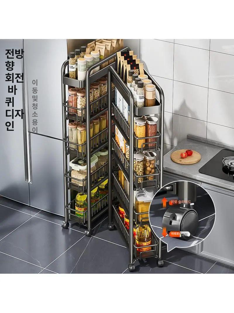 철제 틈새 트롤리 이동식 슬라이딩 행거 정리함 선반 수납 세탁실 슬림 - 상세 이미지 2