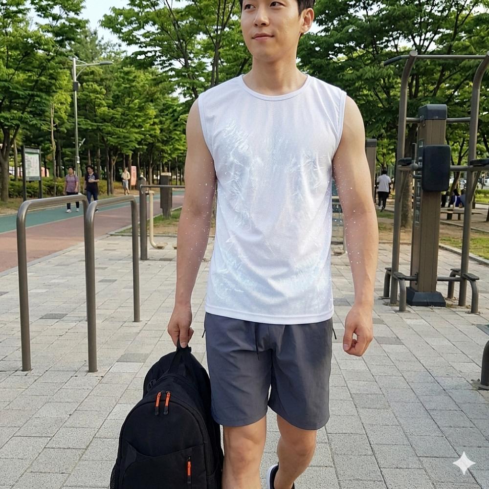 남자 메쉬 헬스 나시 티셔츠 운동용 쿨 민소매티 머슬핏 런닝 - 상품 이미지