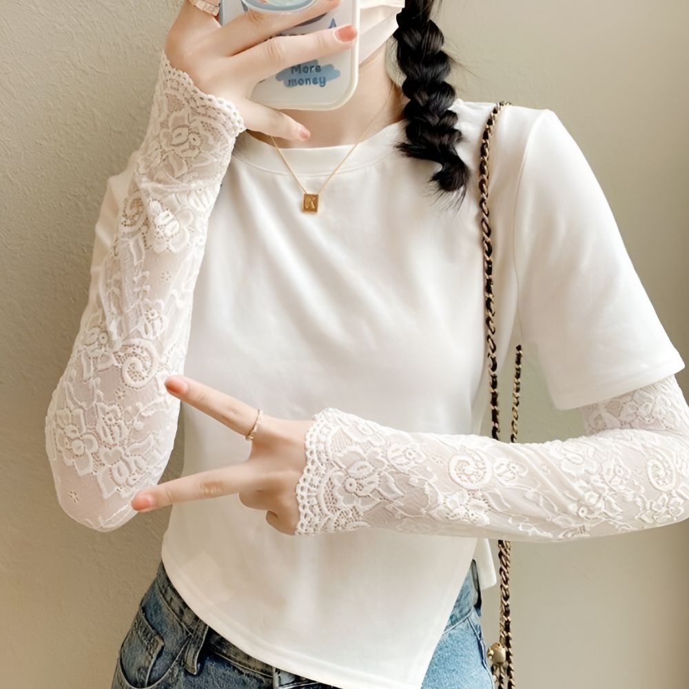 여름팔토시레이스 꽃무늬팔토시 여성레이스 핸드워머 웨딩 이미지 6