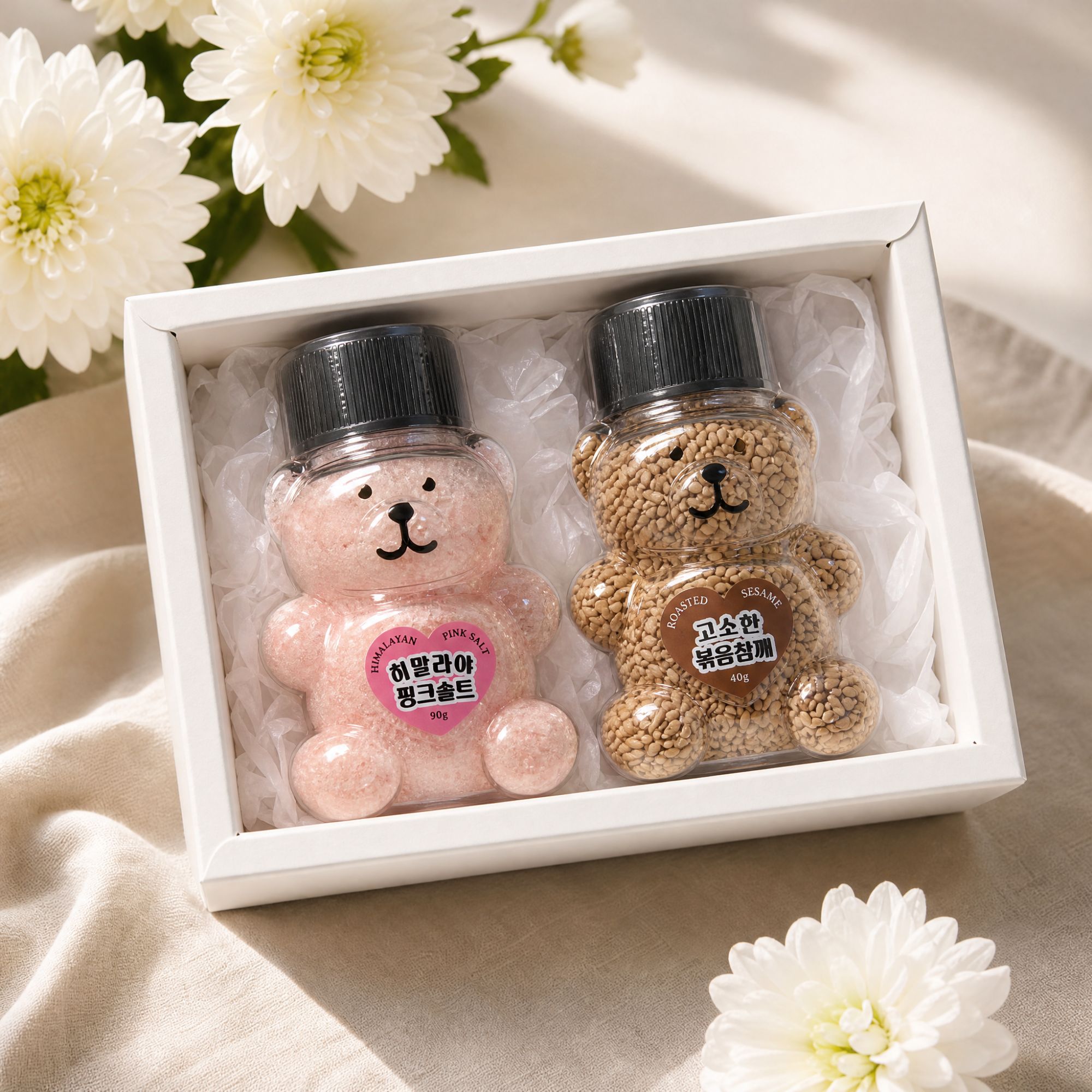 조문 조의 답례품 깨소금답례품 핑크소금 볶음참깨 장례후 조문객 부조 부의 답례 선물세트 - 상품 이미지