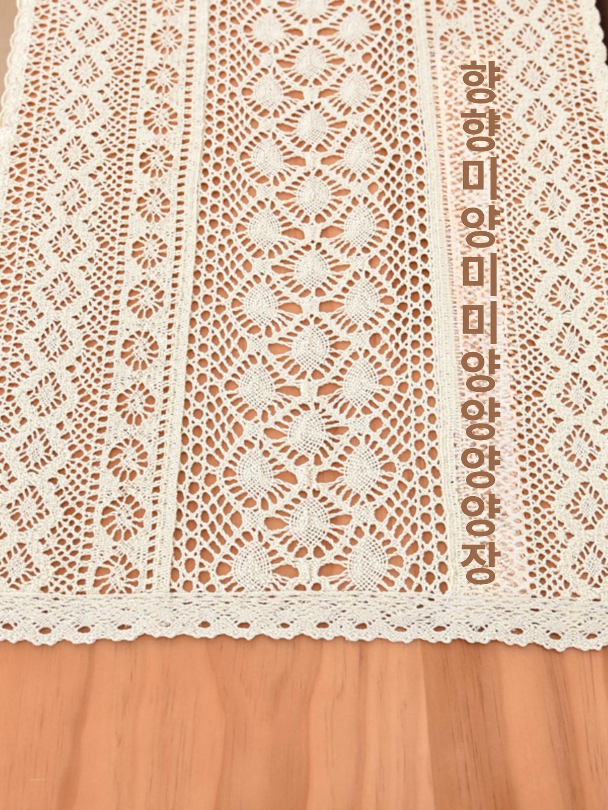 거실 소파 옆테이블 레이스 뜨개 덮개 전자레인지 보관장 모던 그레이 패브릭 - 상세 이미지 4