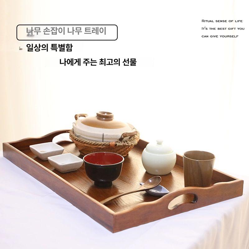 목재 사각 쟁반 미끄럼방지 카페 서빙 트레이 나무 식탁 홈카페 받침판 테이블웨어 - 상세 이미지 2