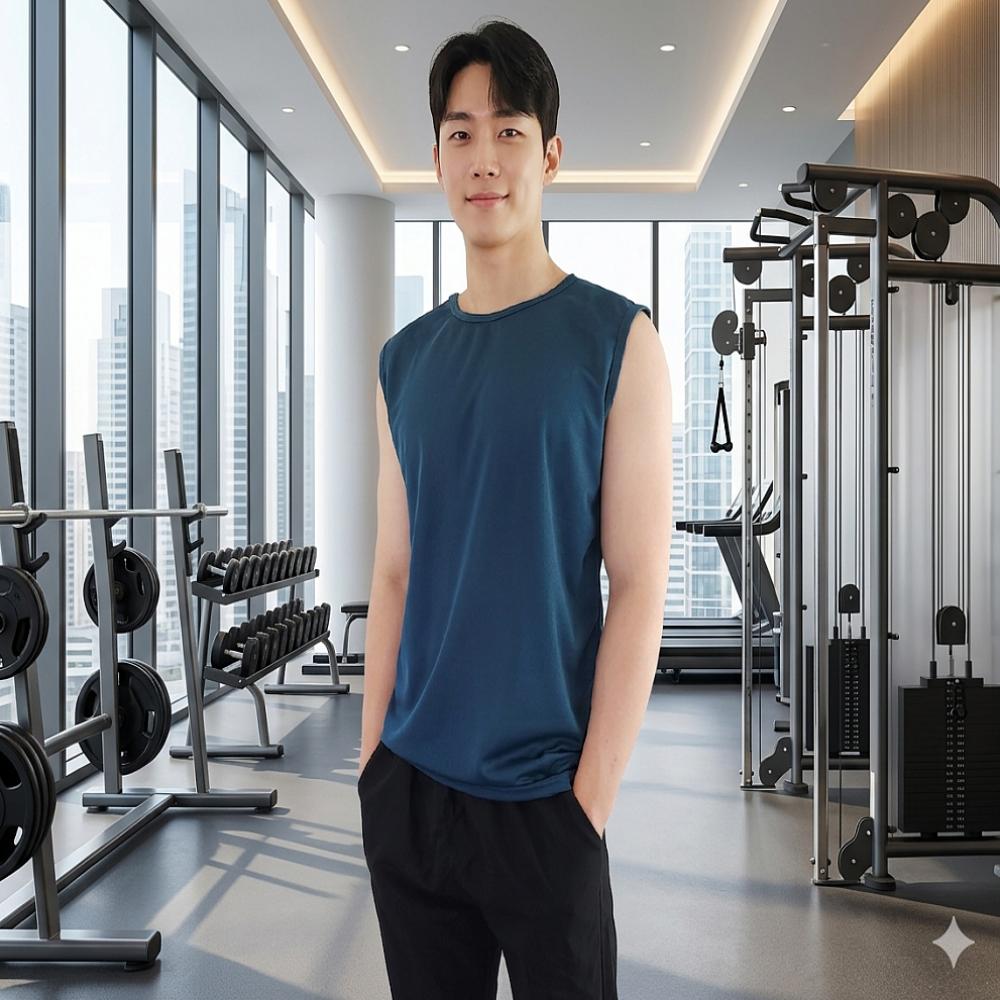 남자 메쉬 헬스 나시 티셔츠 운동용 쿨 민소매티 머슬핏 런닝 - 상세 이미지 2