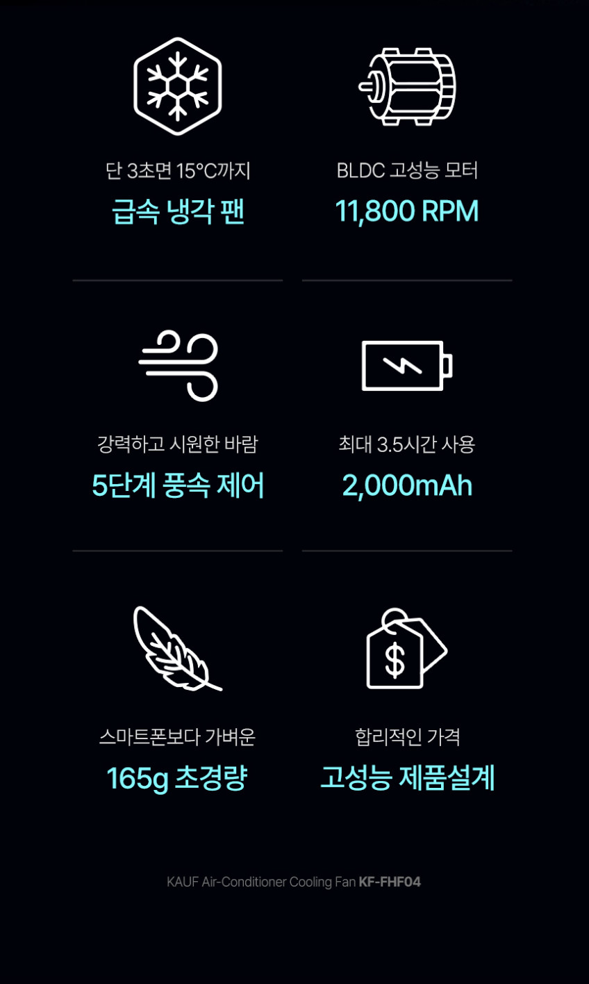 카프 휴대용선풍기 BLDC 냉각 손선풍기 미니 손풍기 핸디 에어컨 KF-FHF04 판매처 상세 정보 이미지 4