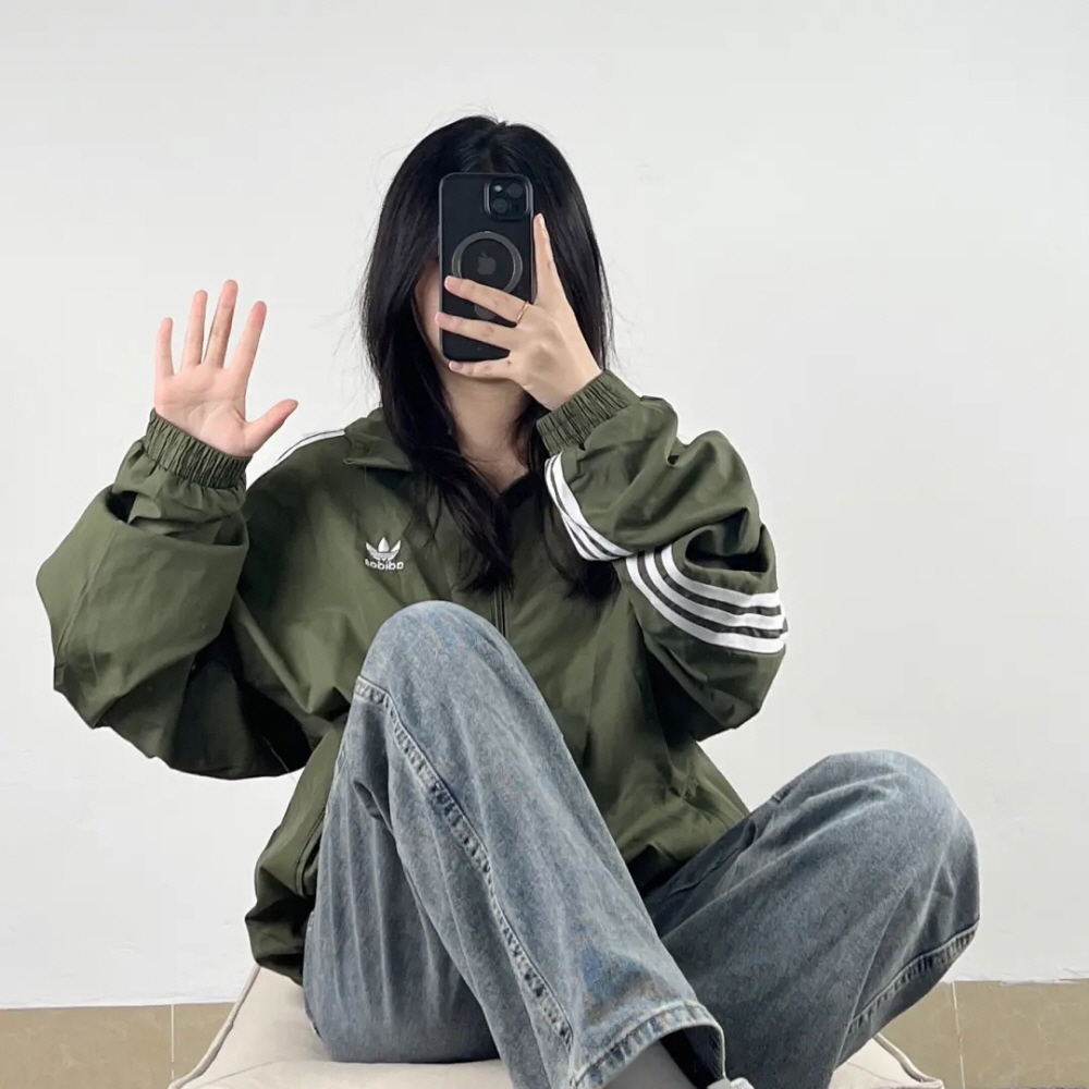 아디다스 오리지널 트레포일 3S 트랙탑 바람막이 자켓 카키 JI7534 이미지 7