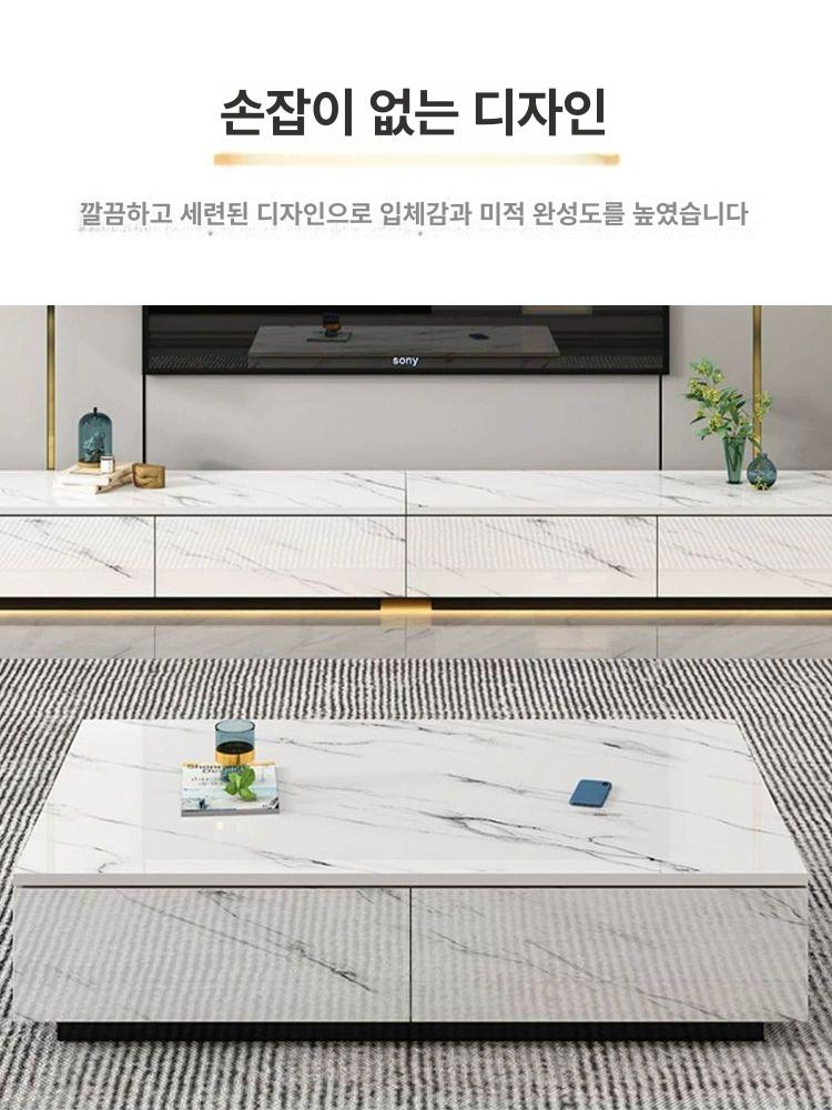 인조대리석 티비다이 받침대 티비받침대 스탠드 선반 대리석 가구 장 - 상세 이미지 3