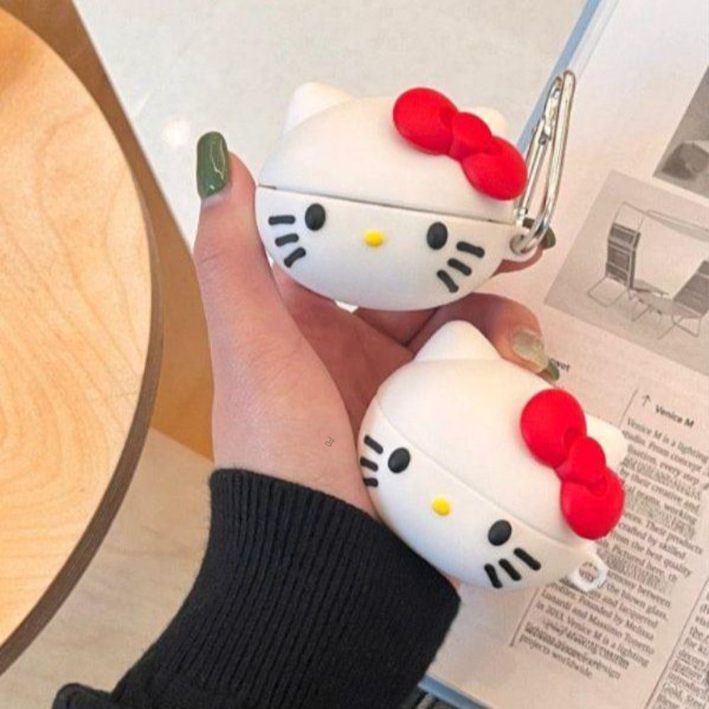 갤럭시 버즈4 프로 케이스 고양이 귀여운 3D 키티 실리콘 커버 후크 고리 - 상세 이미지 3