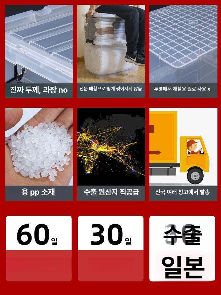 특대형 수납함 투명 점보 리빙박스 보관함 이불정리 옷장정리 대용량 폴딩 - 상세 이미지 2