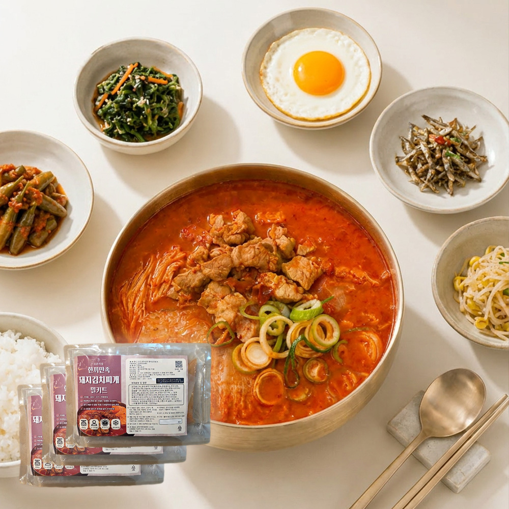 [3팩] 2인분 돼지김치찌개 밀키트 한식 집밥 캠핑 술안주 자취생 직장인 5분요리 650g, 3개 - 상품 이미지