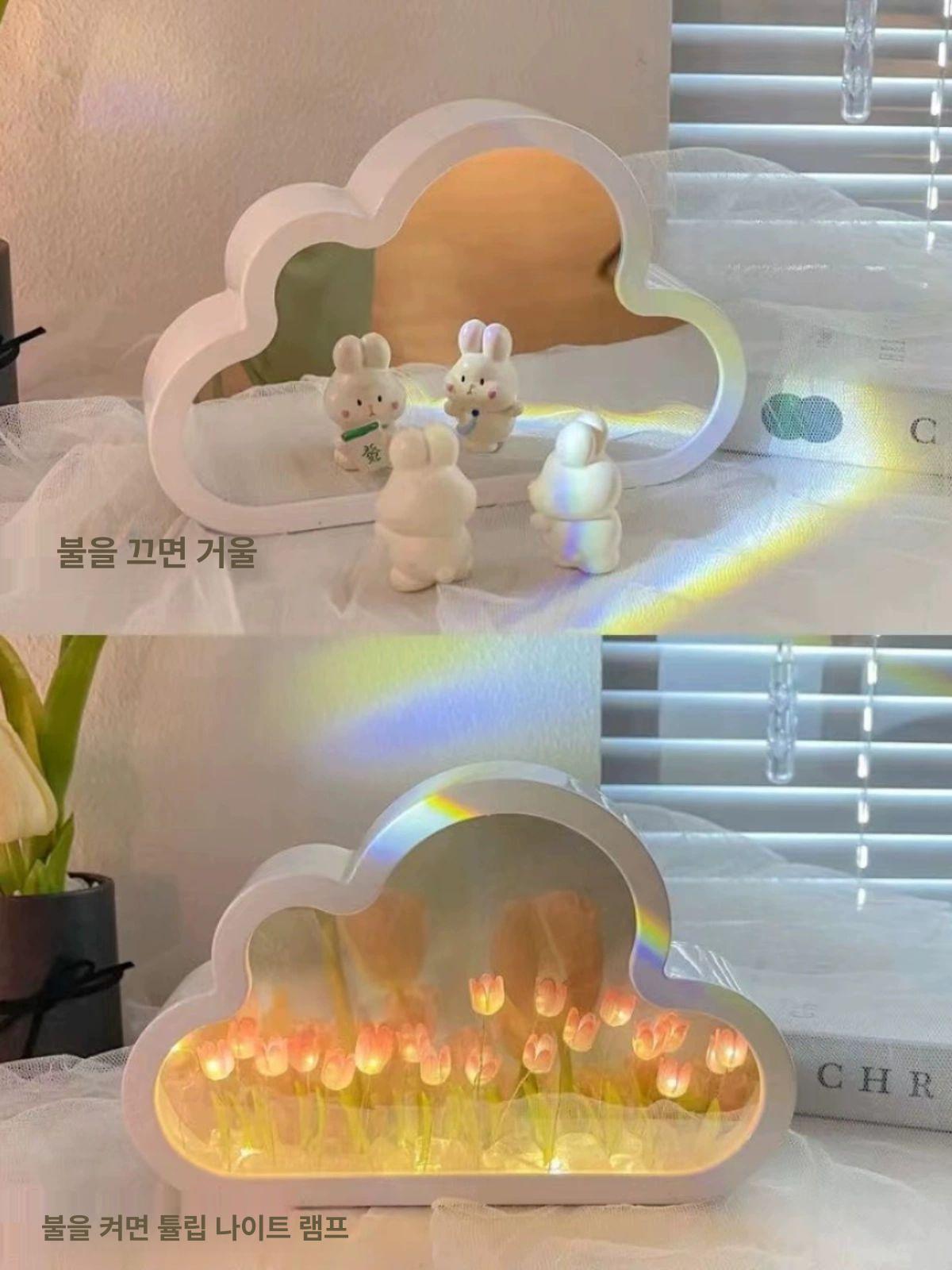 튤립 거울 무드등 세트 여친 생일 선물 감성 방 꾸미기 인테리어 소품 - 상세 이미지 3