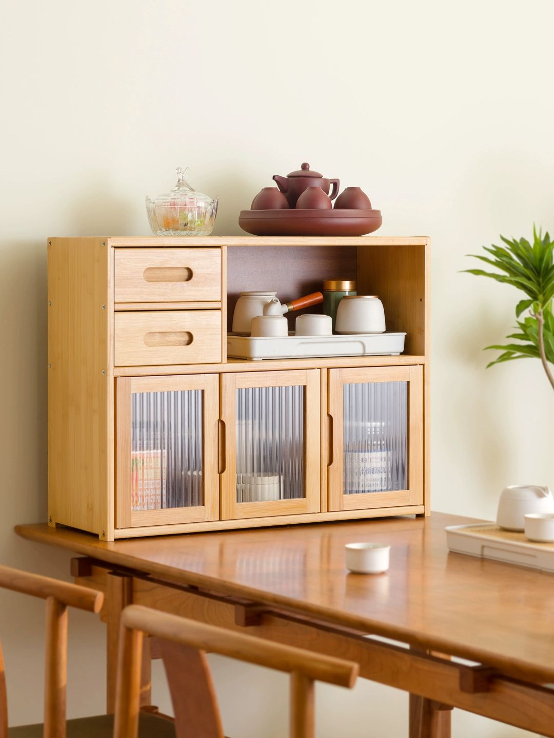 주방 식탁 수납선반 양념병 정리함 책상 다용도 보관함 홈카페 수납장 - 상품 이미지