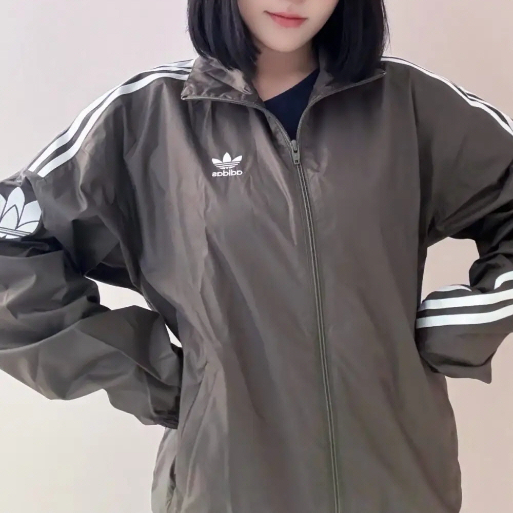 아디다스 오리지널 트레포일 3S 트랙탑 바람막이 자켓 카키 JI7534 - 상세 이미지 3