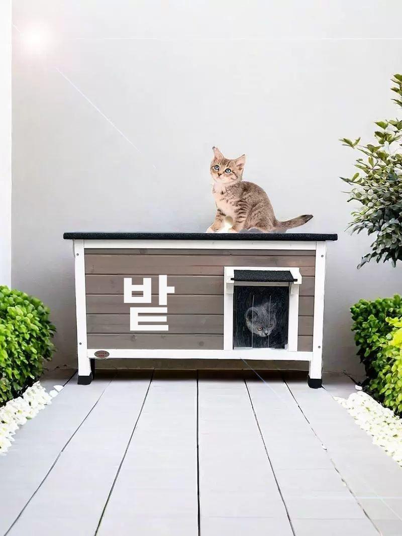 길고양이 겨울 방수 보온 실외 쉘터 단열 동굴형 급식소 야외 사육장 - 상세 이미지 3