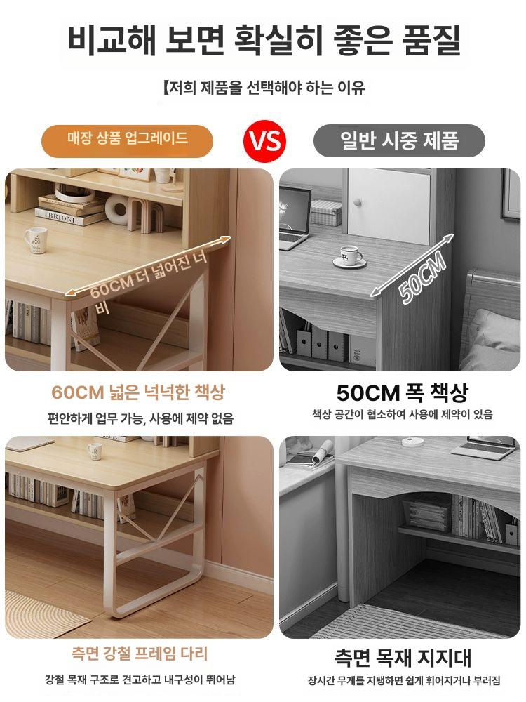 서재 책상 데스크 학생용 원목 공부 컴퓨터 책꽂이 한정 기간 할인 1단 책장 웜화이트 80cm - 상세 이미지 2