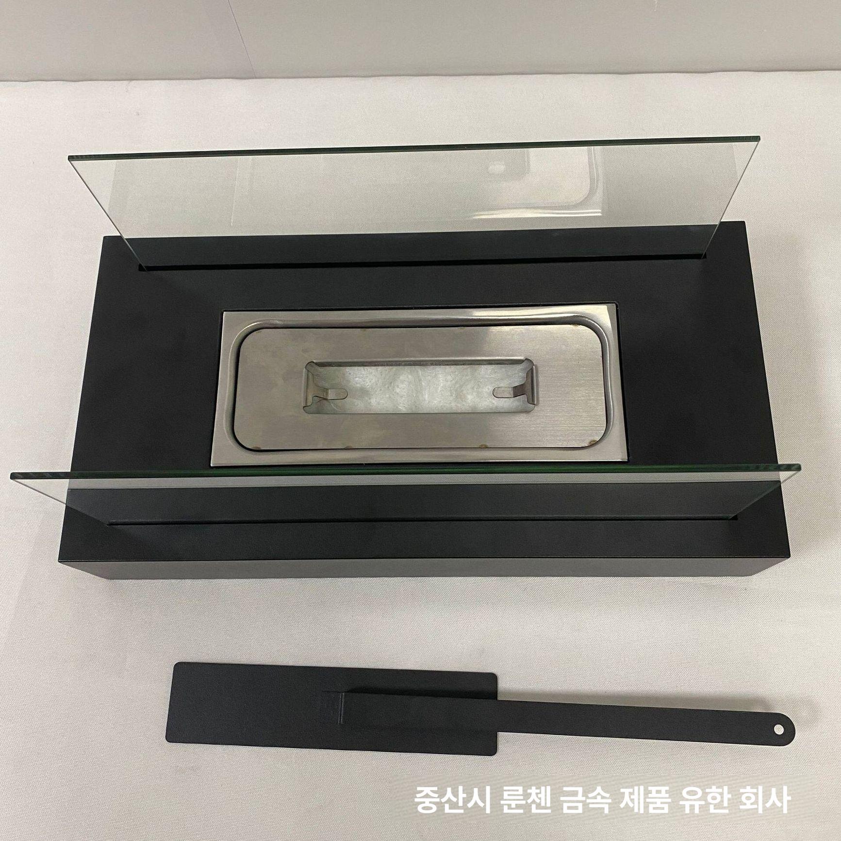 감성 테이블 화로 에탄올 연료 탱크 블랙 직사각형 대형 인테리어 장식 난로 - 상세 이미지 4