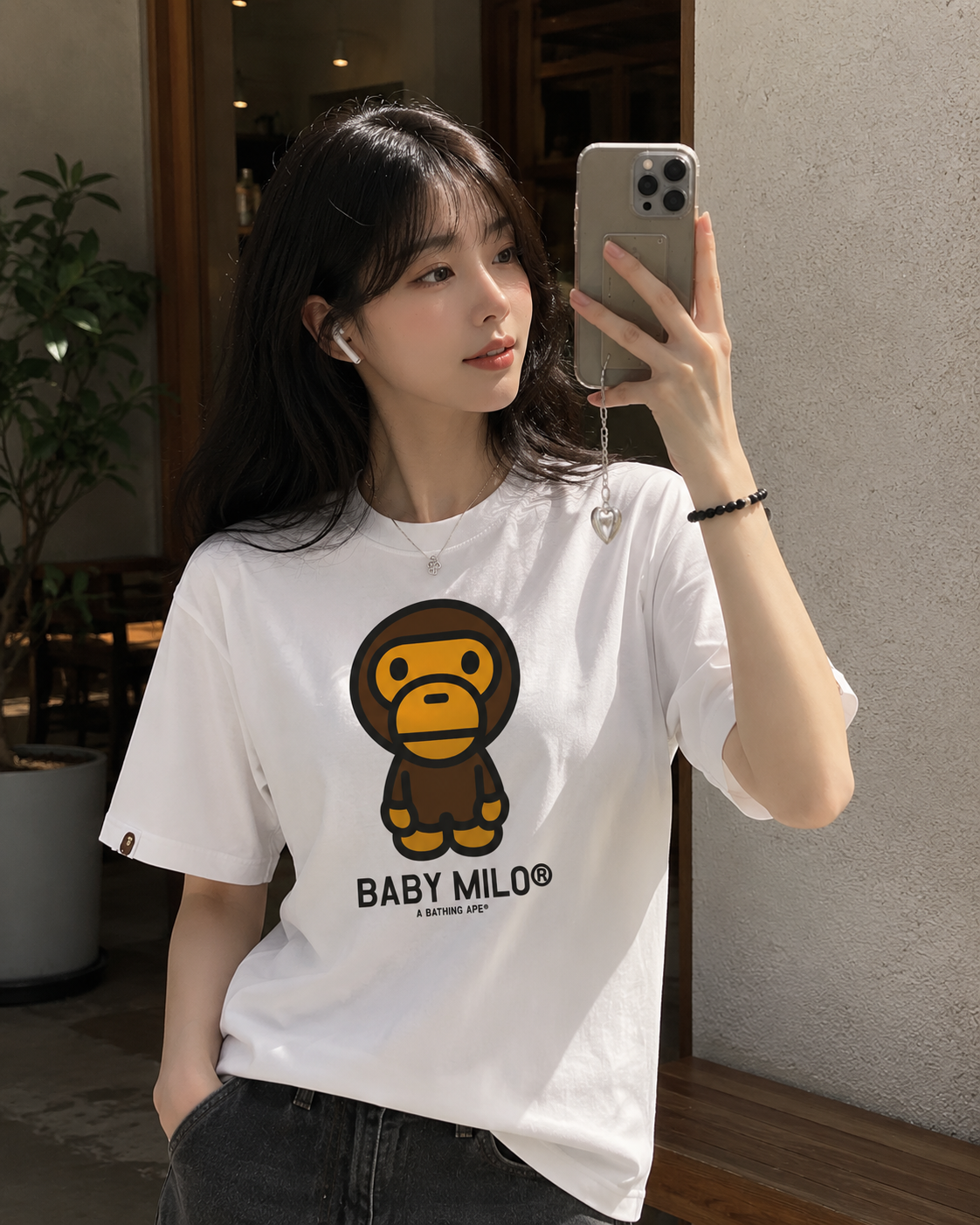 베이프 반팔티 베이비 마일로 오버핏 티셔츠 3color - 상품 이미지