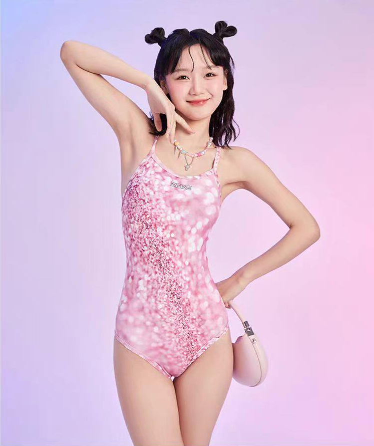 핑크 글리터 원피스 수영복 여름 비치웨어 휴양지 파티 수영장 룩 화려한 바디수트 - 상품 이미지