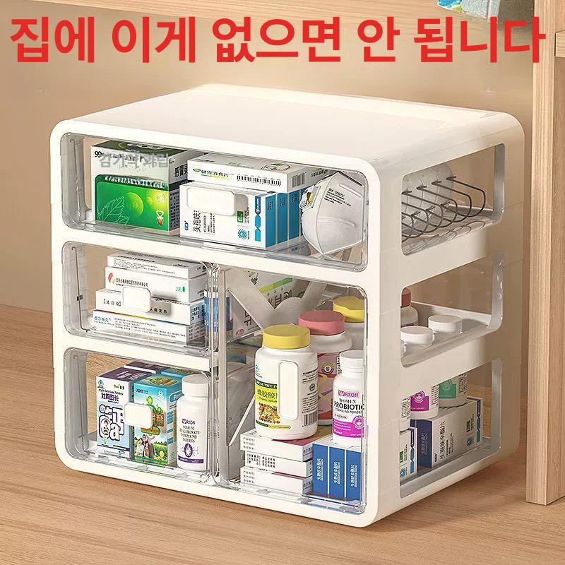 약 보관함 수납장 약장 진열대 펜트리 정리대 영양제 특대형 3칸 [34x24x27cm] - 상세 이미지 2