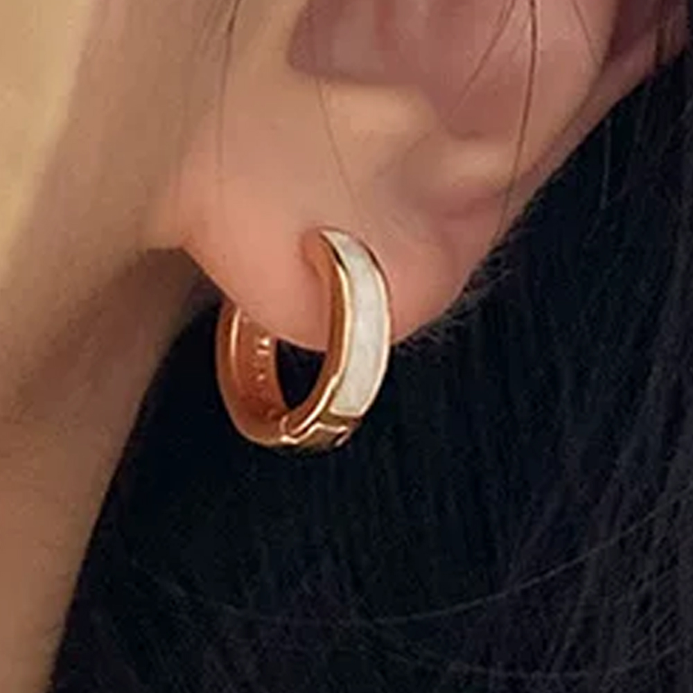 S925 자개 링 귀걸이 골드 미니 원터치 이어링 데일리 포인트 아르제아 이미지 2