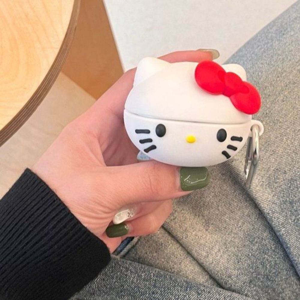 갤럭시 버즈4 프로 케이스 고양이 귀여운 3D 키티 실리콘 커버 후크 고리 - 상세 이미지 2