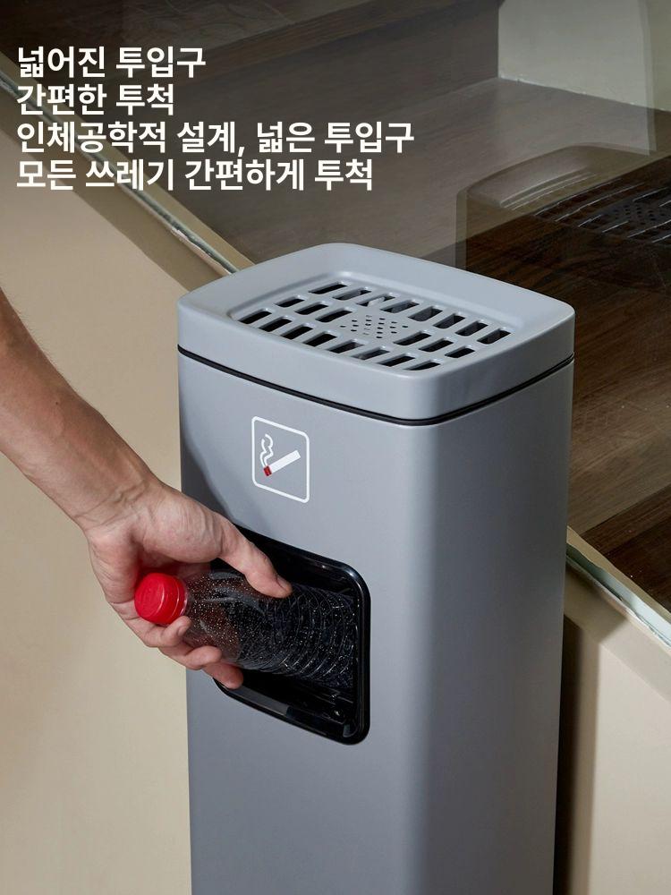 야외 흡연구역 꽁초 수거 스테인리스 실외 쓰레기통 슬림형 검정색 흡연 버킷 - 상세 이미지 2