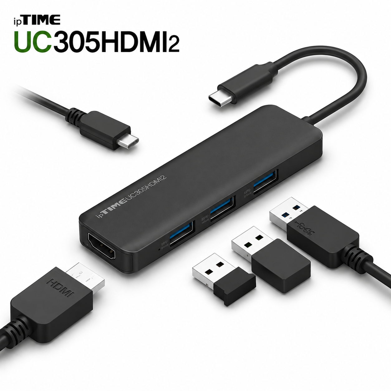 ipTIME UC305HDMI2 C타입 USB허브 5포트 USB3.2 멀티허브 HDMI - 상품 이미지